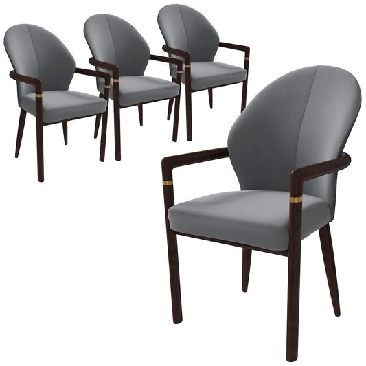 Opaline Series Elegant Wooden Dining Chair in Two-Tone Grey - Set of 4