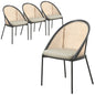 Urbane Collection Modern Dining Chair With Wicker back in Olive Green - Set of 4