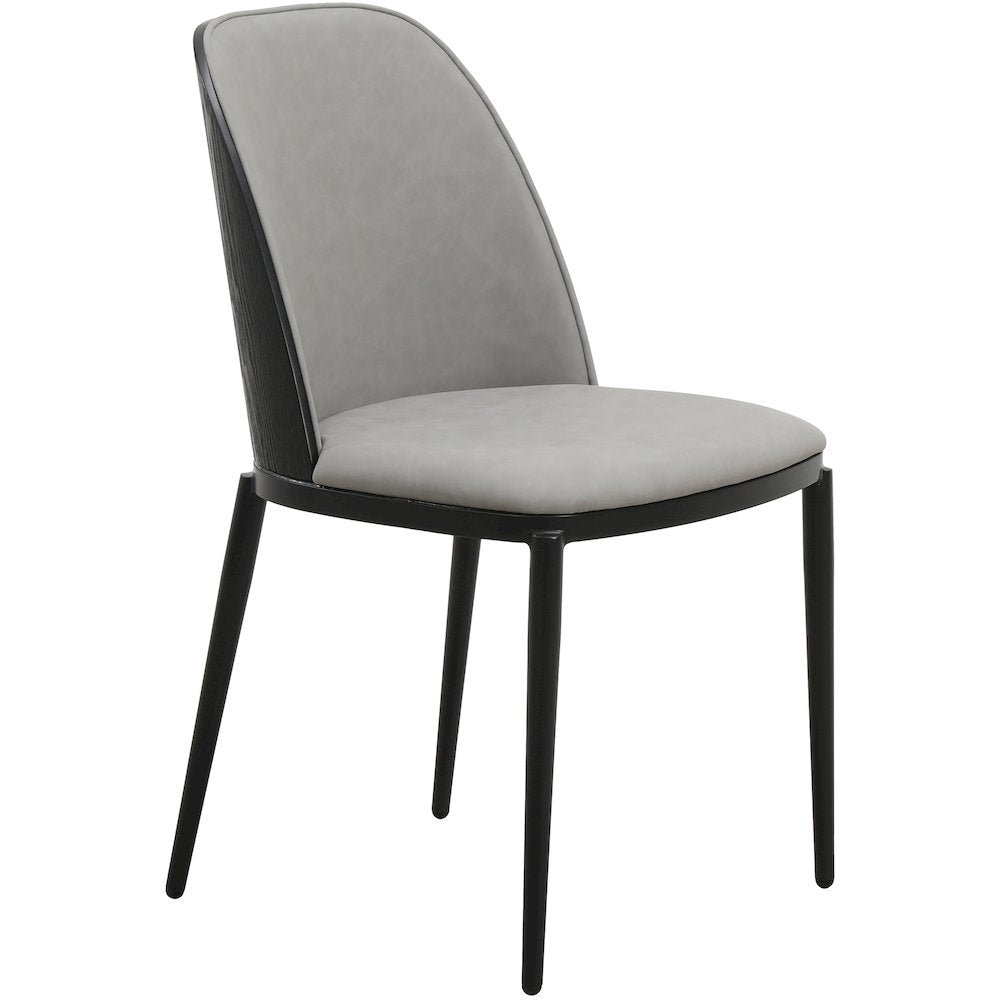 Tule Collection Dining Chair, Black Frame With Light Grey Leather