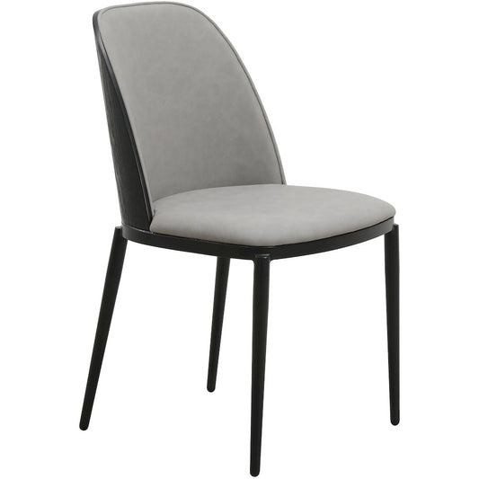 Tule Collection Dining Chair, Black Frame With Light Grey Leather