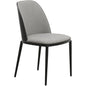 Tule Collection Dining Chair, Black Frame With Light Grey Leather