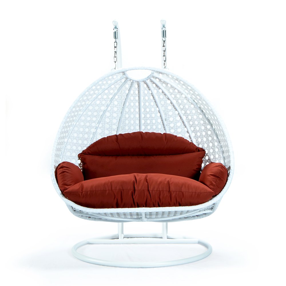 White Wicker Hanging 2 person Egg Swing Chair