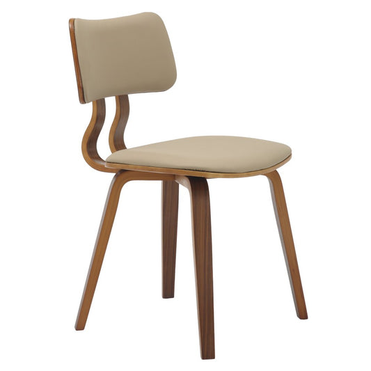 Modern Wooden Dining Chair, Walnut Color Frame in Light Brown
