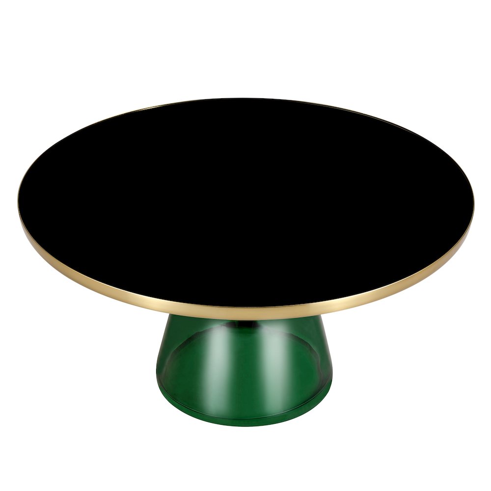 Tully Collection Glass Coffee Table Green glass, Gold Rim with Black Glass top