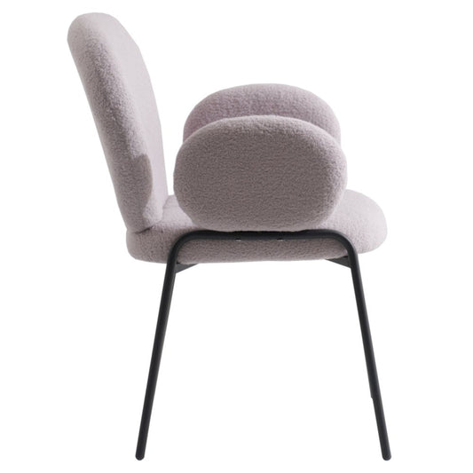 Celestial Series Boucle Dining Arm Chair, Black Frame with Grey Fabric Set of 4