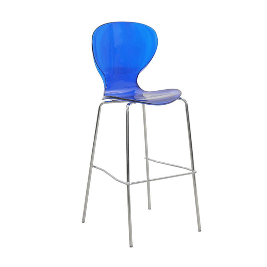 Oyster Acrylic Barstool with Steel Frame in Chrome Finish