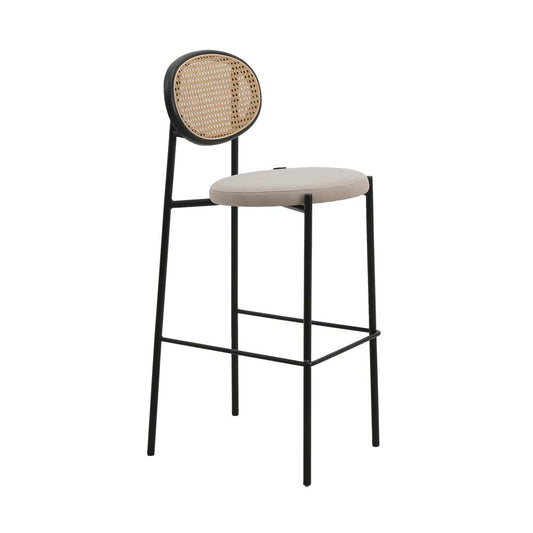 Euston Modern Wicker Bar Stool With Black Steel Frame