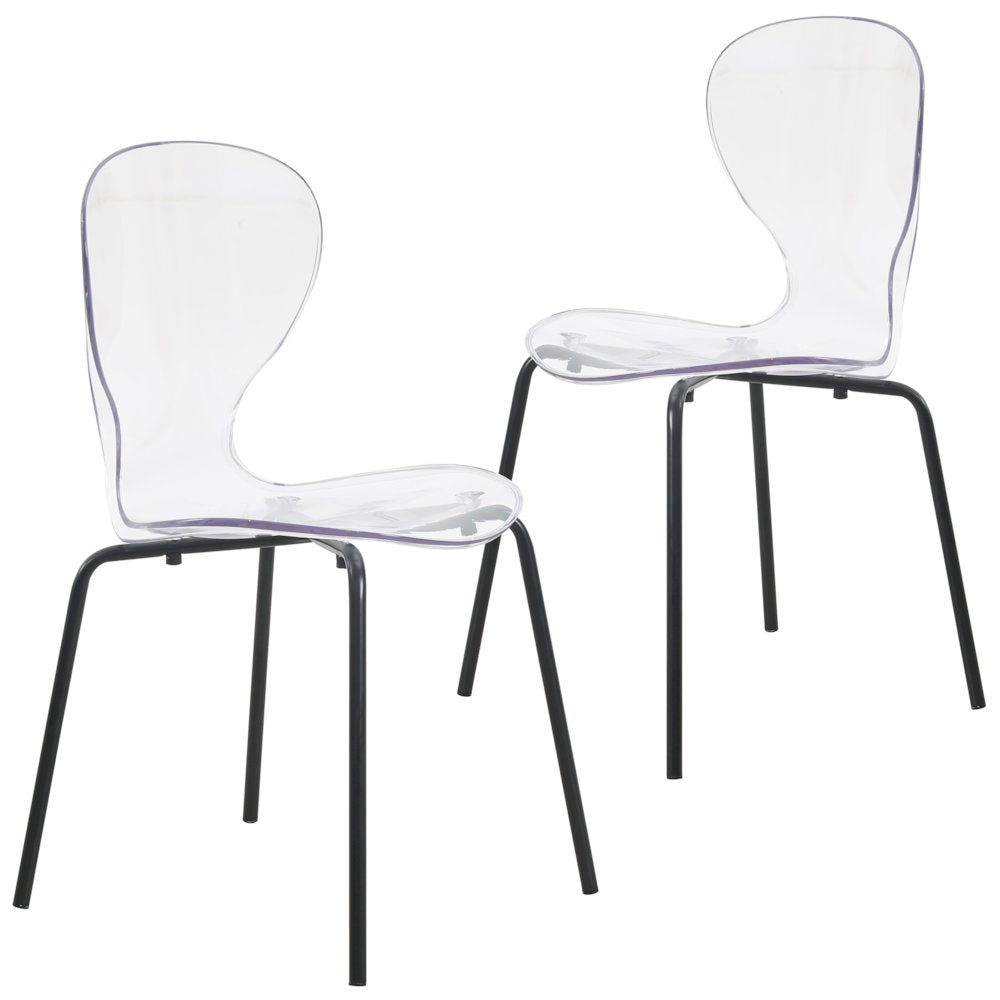 Modern Oyster Transparent Side Chair in Black Base