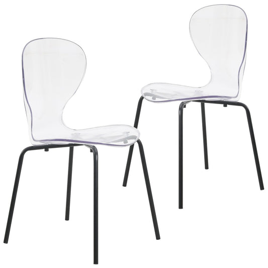 Modern Oyster Transparent Side Chair in Black Base