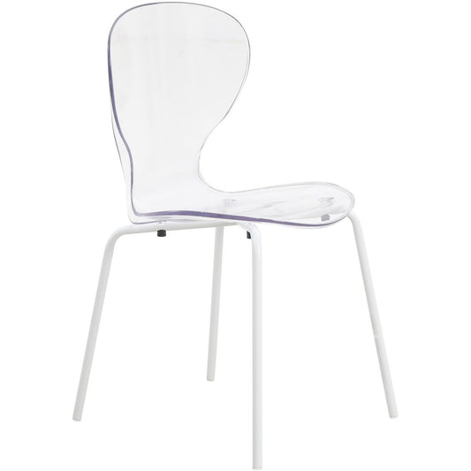 Modern Oyster Transparent Side Chair in White Base