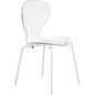 Modern Oyster Transparent Side Chair in White Base