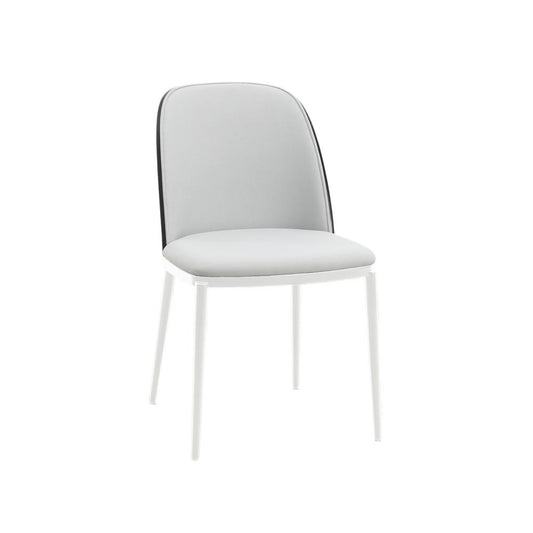 Dining Side Chair with Velvet Seat and White Powder-Coated Steel Frame