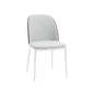 Dining Side Chair with Velvet Seat and White Powder-Coated Steel Frame