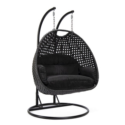 Mendoza Charcoal Wicker Hanging 2 person Egg Swing Chair
