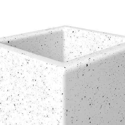 Terra Series Poly Stone Planter in Dotted White 7.9" x 7.9" 19.7" High