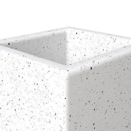 Terra Series Poly Stone Planter in Dotted White 7.9" x 7.9" 19.7" High