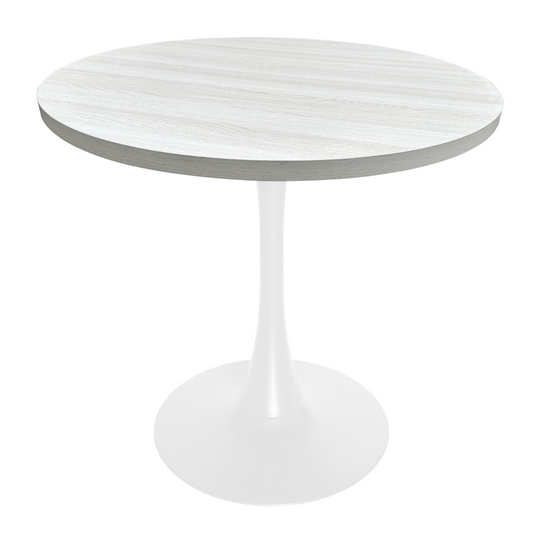 Bristol Dining table, White Base with 36" Round Light Natural MDF top