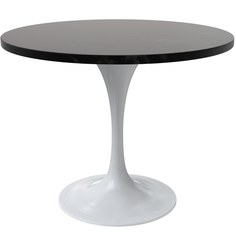 Verve 36 Round Dining Table, White Base with Black MDF Top