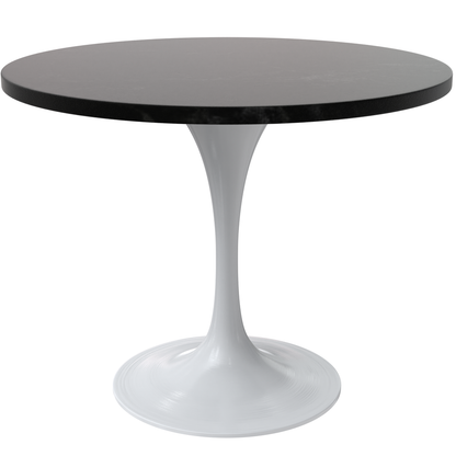 Verve 36 Round Dining Table, White Base with Black MDF Top