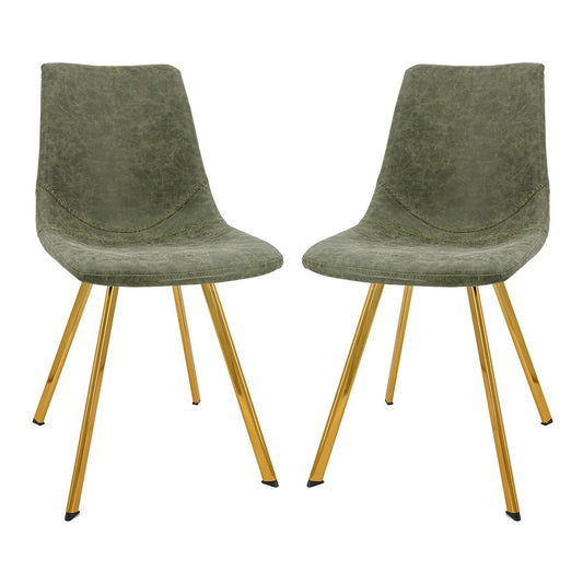 Markley Modern Leather Dining Chair With Gold Legs Set of 2