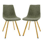 Markley Modern Leather Dining Chair With Gold Legs Set of 2