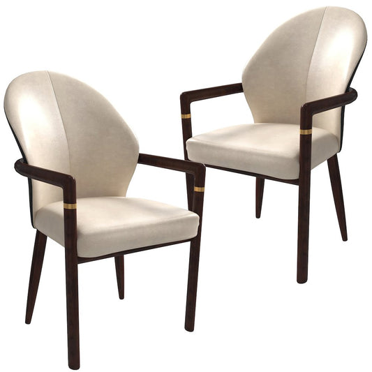 Opaline Series Elegant Wooden Dining Chair in Black Velvet and Toupe - Set of 2
