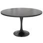 Verve Collection 48 Round Dining Table, Black Base with Sintered Stone Black Top