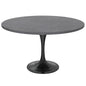 Verve Collection 48 Round Dining Table, Black Base with Sintered Stone Grey Top