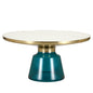 Glass Coffee Table Blue glass, Gold Rim white sintered stone top