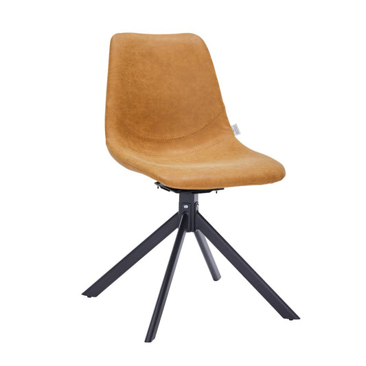 Markley Modern Leather Swival Dining Chair With Metal Legs in Brown