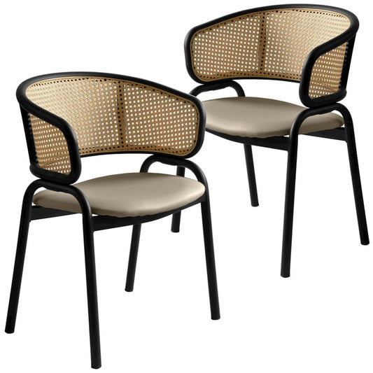 Ervilla - Dining Chair - Taupe Leather - Set of 2