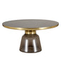 Glass Coffee Table Grey glass, Gold Rim Black Sintered Stone Top
