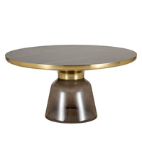 Glass Coffee Table Grey glass, Gold Rim Black Sintered Stone Top