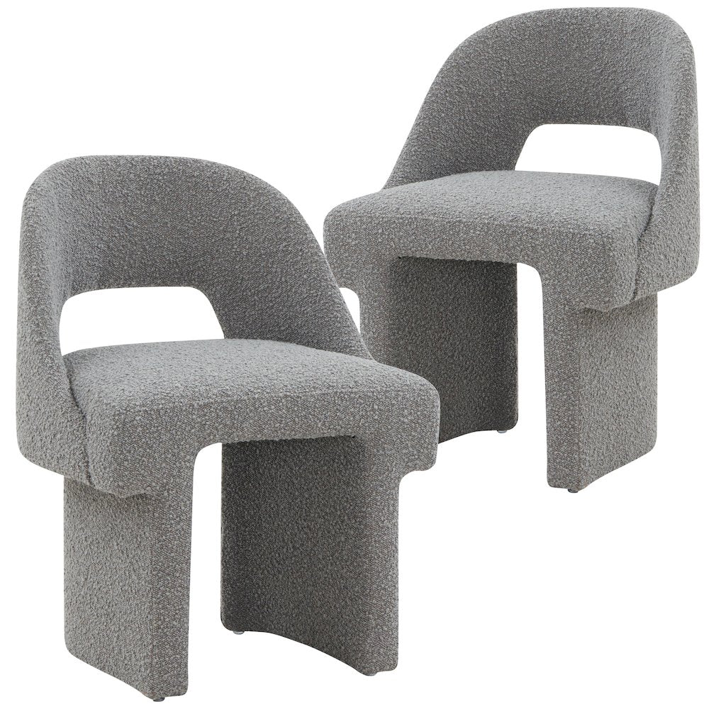 Quell Boucle Accent Chair in Grey Set of 2