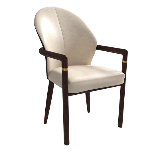 Opaline Series Elegant Wooden Dining Chair in Black Velvet and Toupe