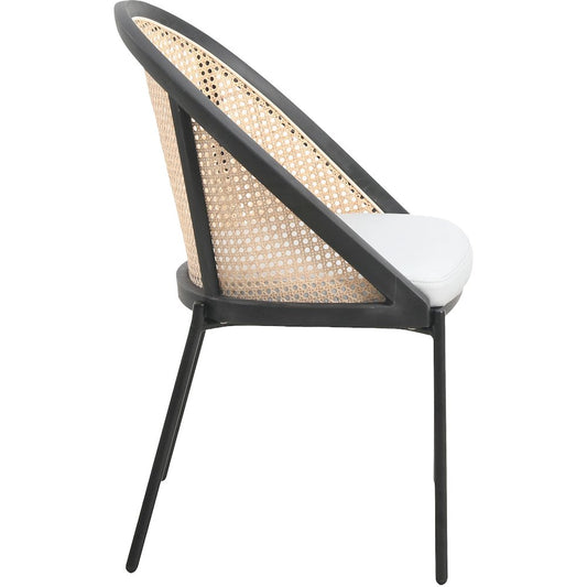 Urbane Collection Modern Dining Chair With Wicker back in Light Grey - Set of 4