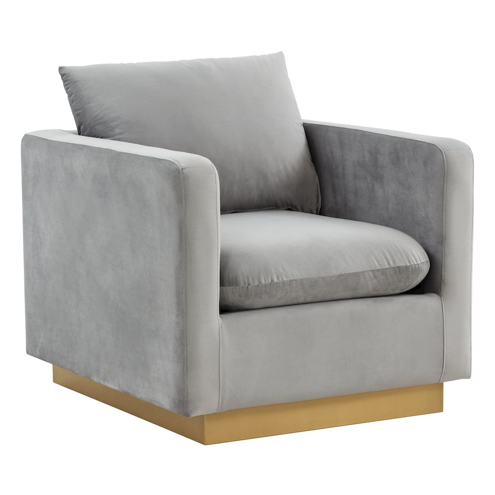 Nervo Velvet Accent Armchair With Gold Frame