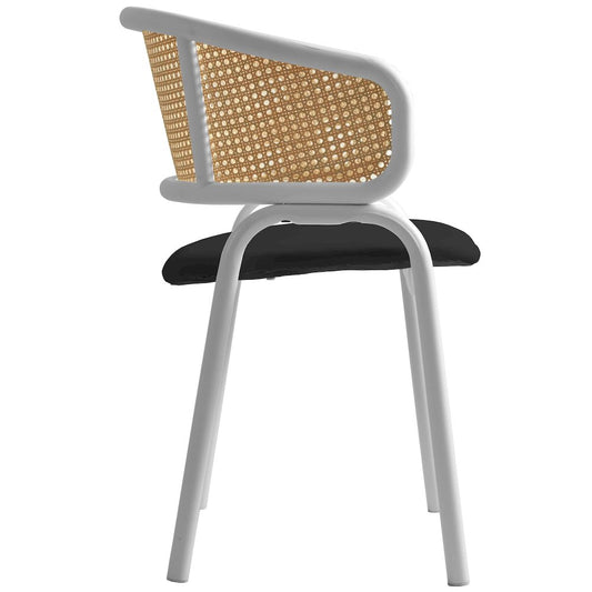 Ervilla - Dining Chair - White frame in Black Leather Set of 2