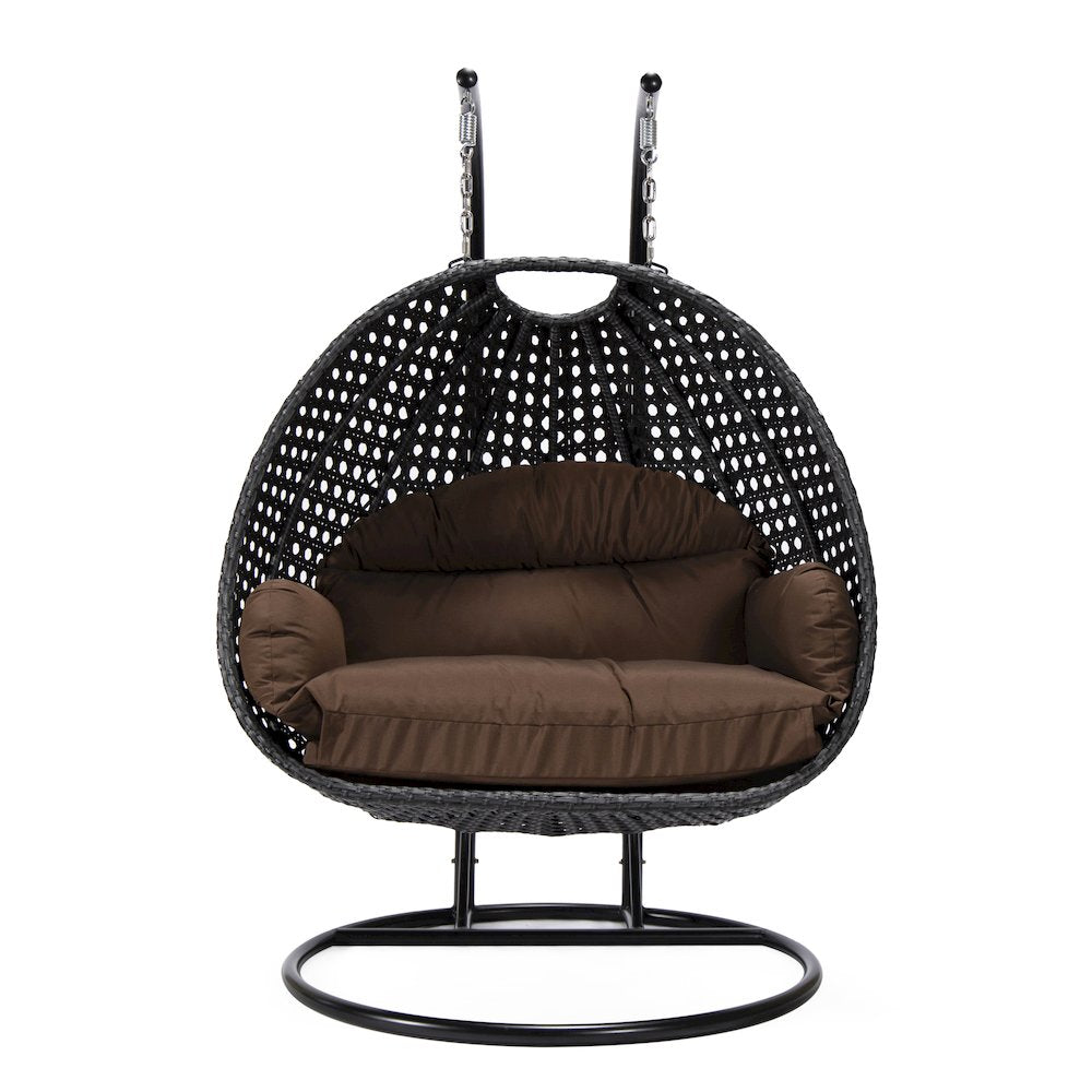Mendoza Charcoal Wicker Hanging 2 person Egg Swing Chair