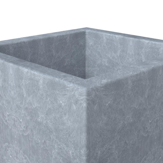 Fern Series Poly Stone Planter 19.7" Cube in Grey