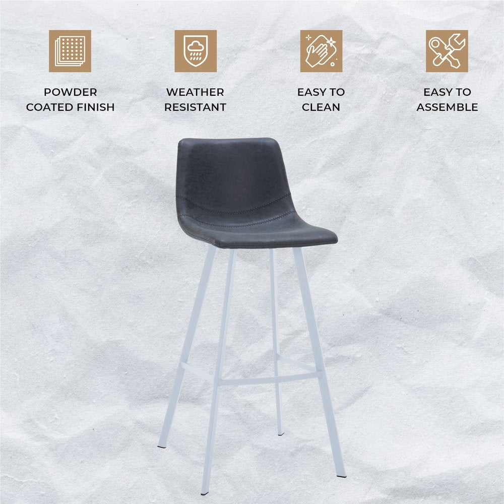 Elland - Bar stool -Charcoal Black- White Base