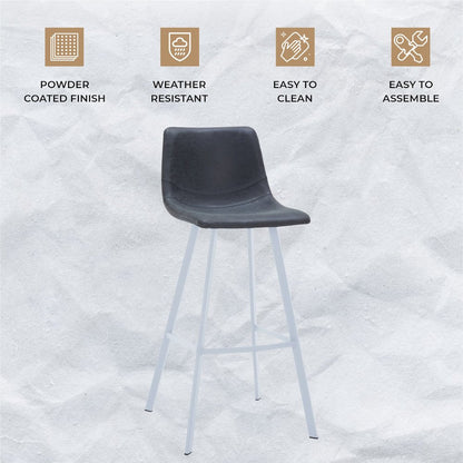 Elland - Bar stool -Charcoal Black- White Base
