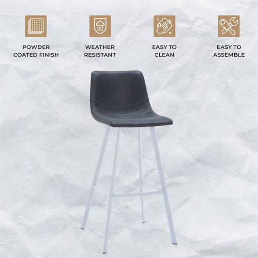 Elland - Bar stool -Charcoal Black- White Base