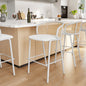 Ervilla Mid-Century Modern Wicker Bar Stool in White