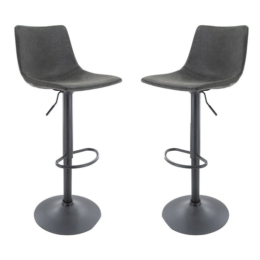 Tilbury Modern Adjustable Bar Stool in Charcoal Black