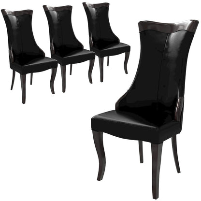 Novara Collection Modern Wooden Dining Chair in Black Set of 4