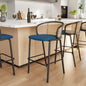 Ervilla Mid-Century Modern Wicker Bar Stool in Navy Blue