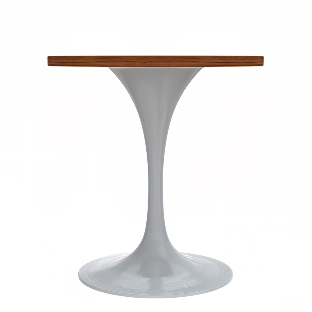 Verve 27 Round Dining Table, White Base with Cognac Brown MDF Top