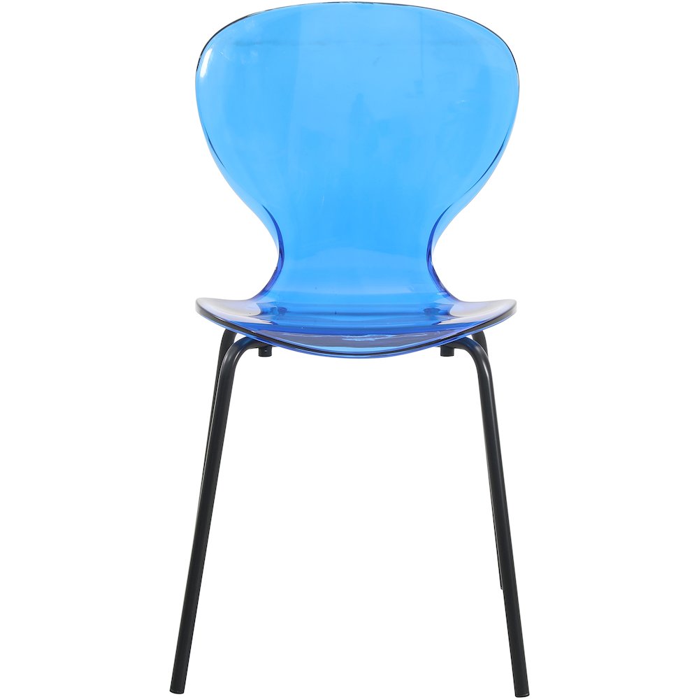 Modern Oyster Transparent Side Chair in Black Base set of 2