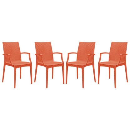 Weave Mace Indoor/Outdoor Chair (With Arms), Set of 4